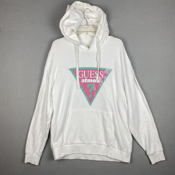 Guess X Atmos X Badmood Hoodie Men Large White Rainbow Logo Hooded Pullover RARE - Picture 1 of 9